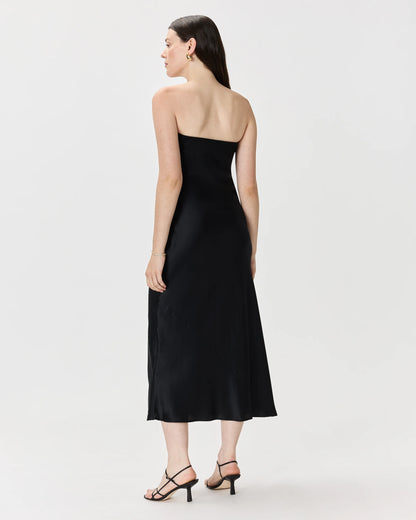 100% Washable Silk Strapless Midi Dress - XS / Hot Fudge