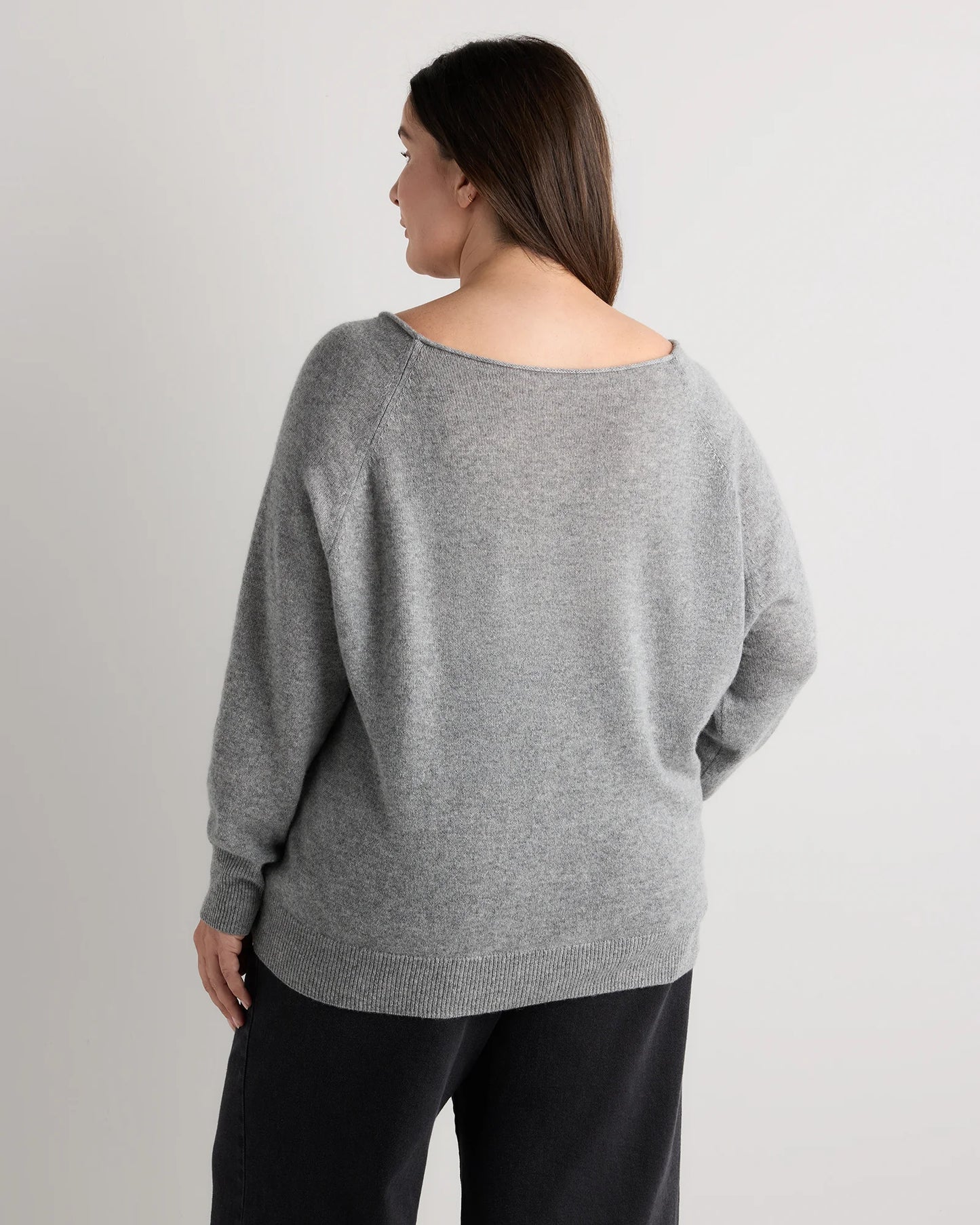 Mongolian Cashmere Boatneck Sweater - 1X / Heather Vintage Pink