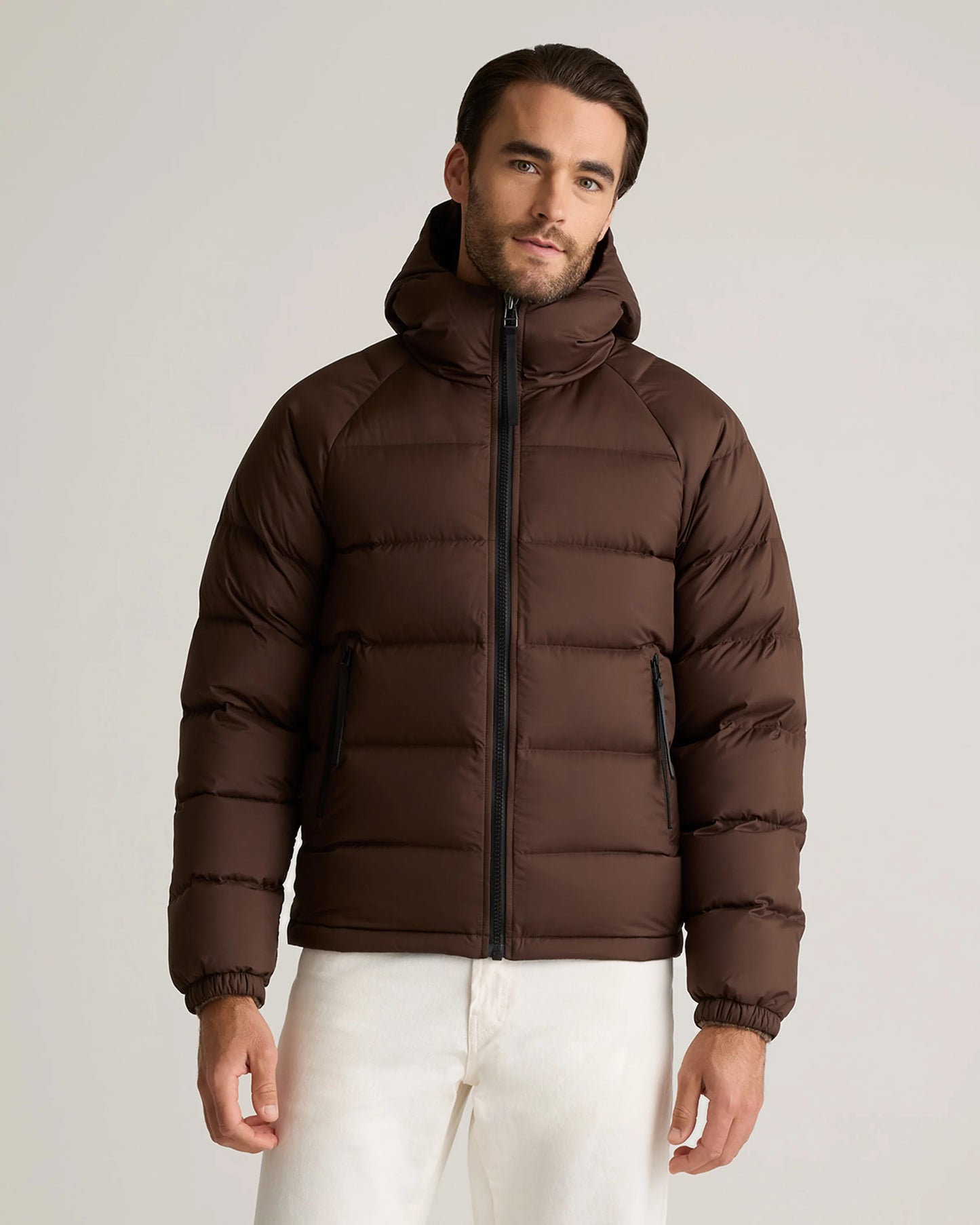 Responsible Down Puffer Jacket with Hood - S / Hot Fudge