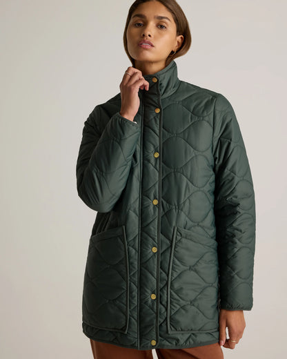 Featherless Quilted Long Puffer Jacket - XS / Silken White