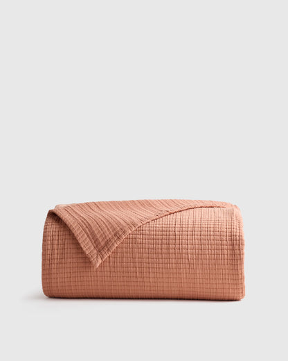 Organic Ribbed Cotton Coverlet - Twin / Toffee