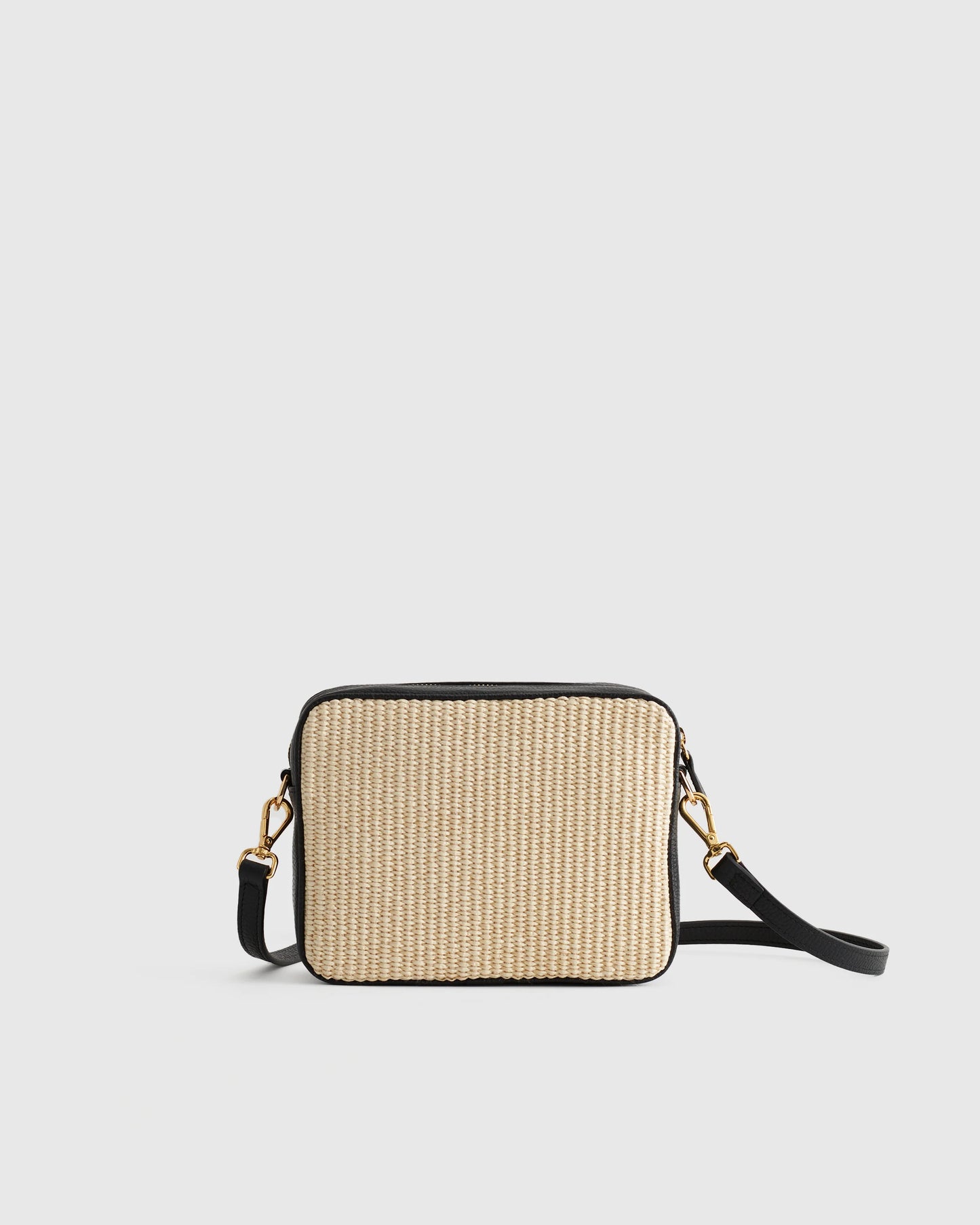 Italian Leather & Raffia Crossbody - One Size / Mocha