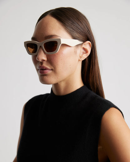 Jackie Polarized Acetate Sunglasses - One Size / Cream with Brown Lens