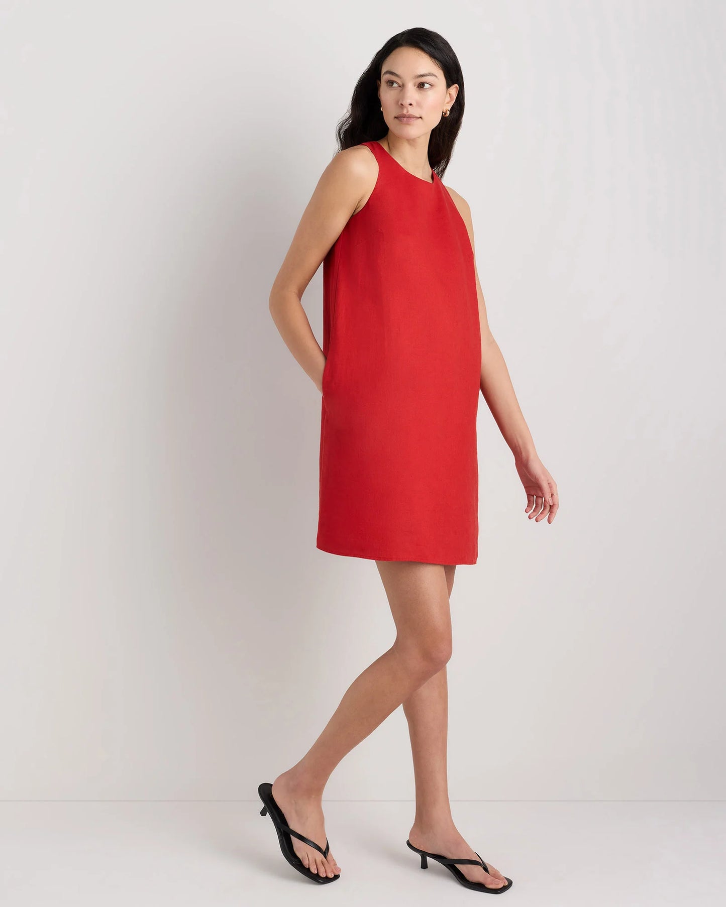 100% European Linen Tank Mini Dress - XS / Martini Olive
