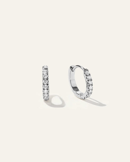 14K Gold Pave Diamond Second Piercing Tiny Huggie - Pair - One Size / Yellow Gold
