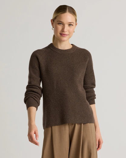Mongolian Cashmere Fisherman Crewneck Sweater - XS / Teak