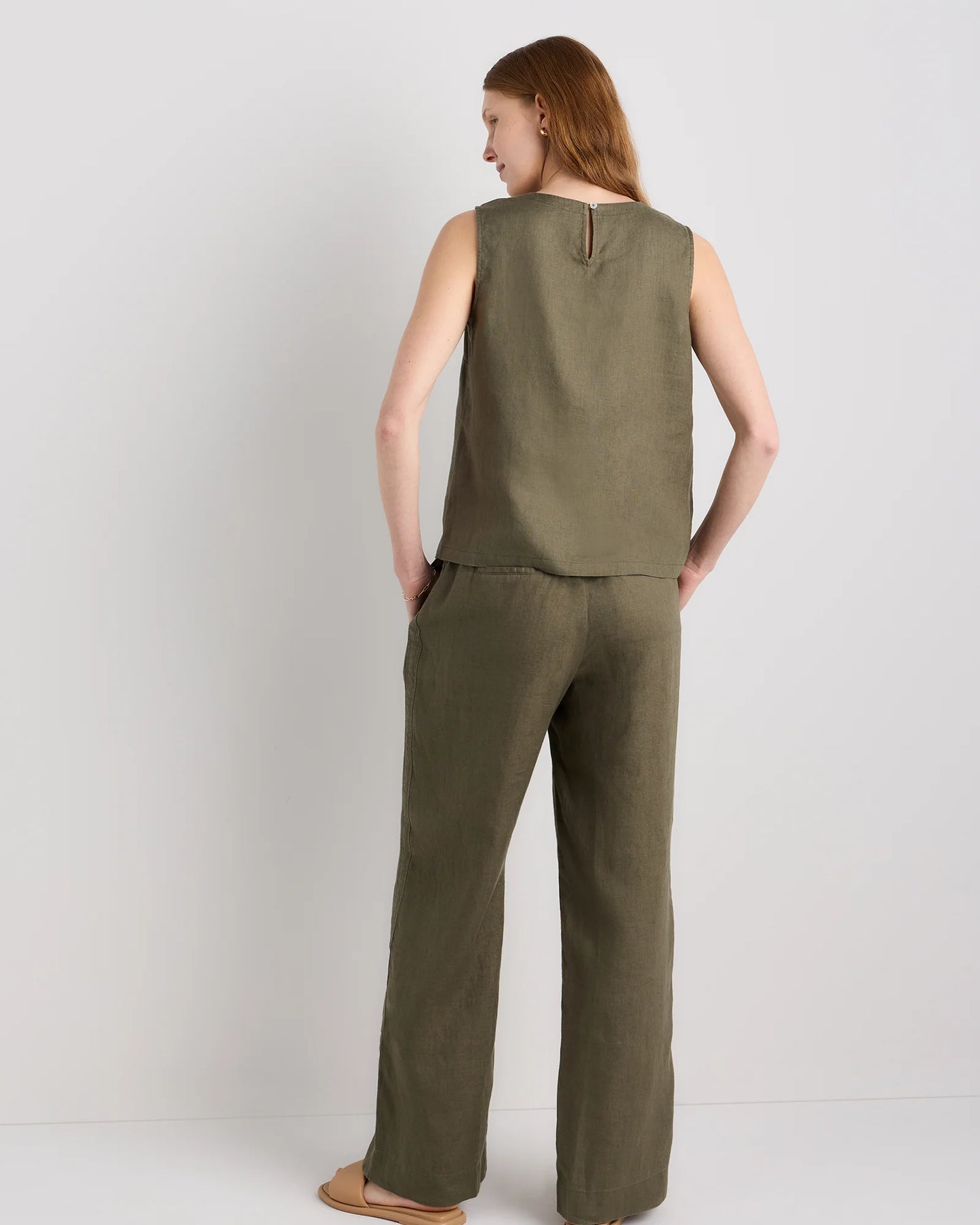 100% European Linen Tank - XS / Black