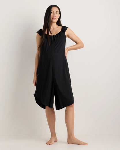 Bamboo Jersey Flutter Sleeve Labor and Delivery Gown - XS / Nocturnal Green