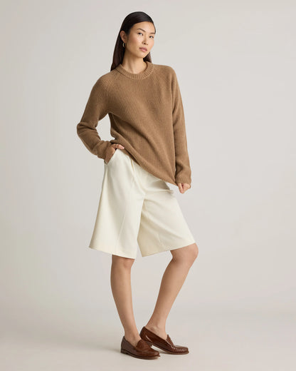 Mongolian Cashmere Fisherman Crewneck Sweater - XS / Teak