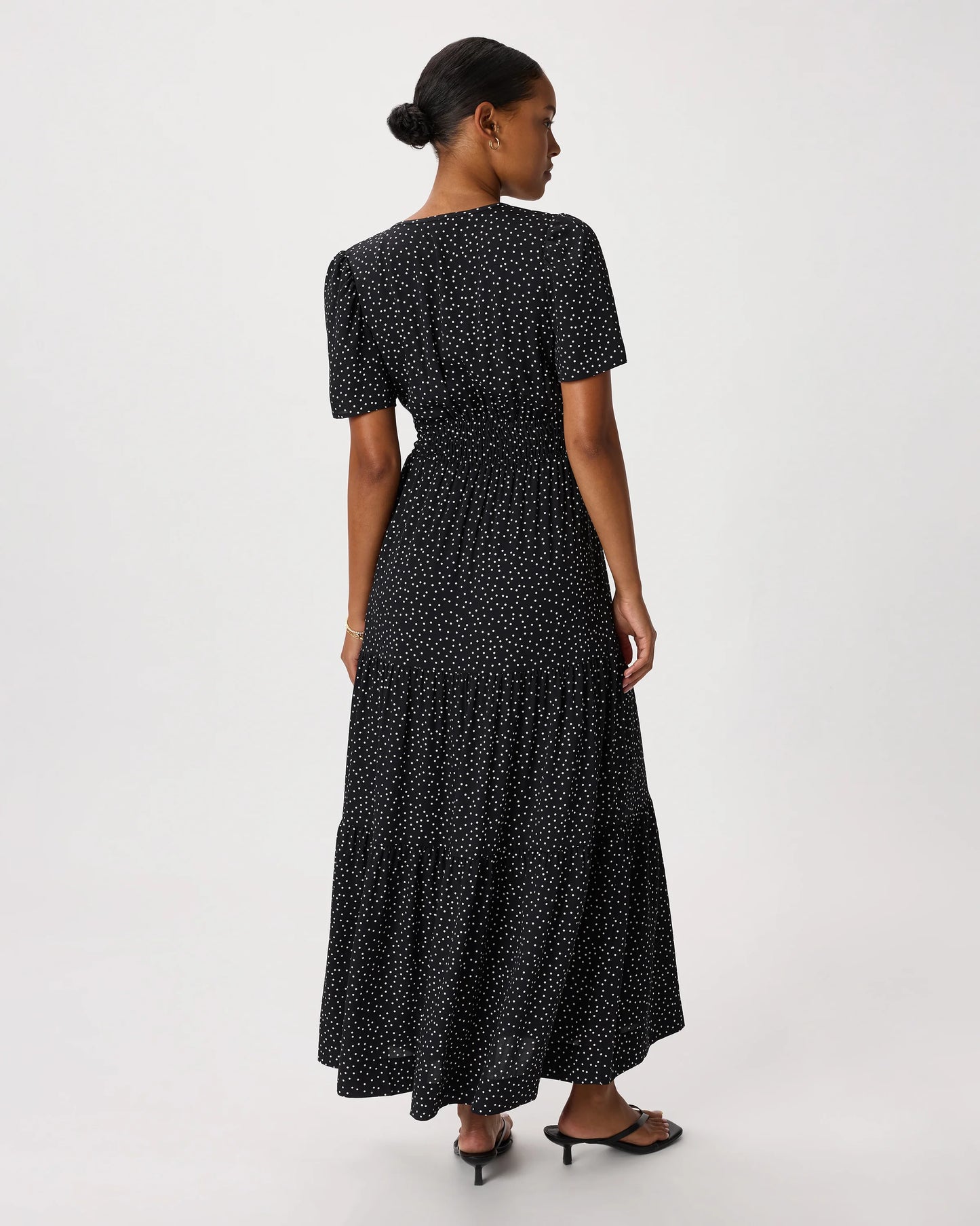 Washable Stretch Silk Tiered Maxi Dress - XS / Navy