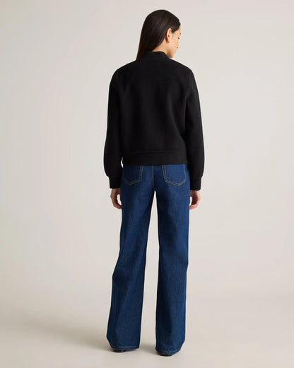 Double-Faced Merino Wool Bomber Jacket - XS / Black