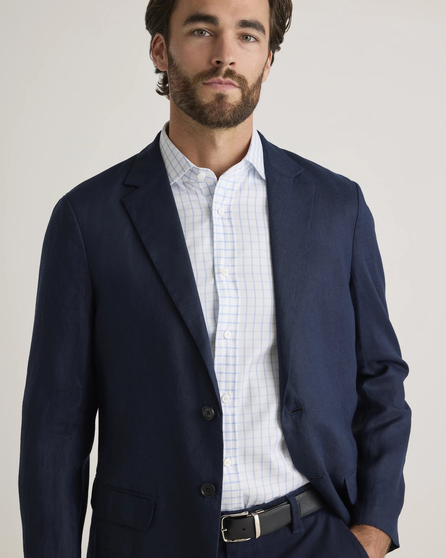 Organic Cotton Stretch Twill Dress Shirt - S / Grey Stripe