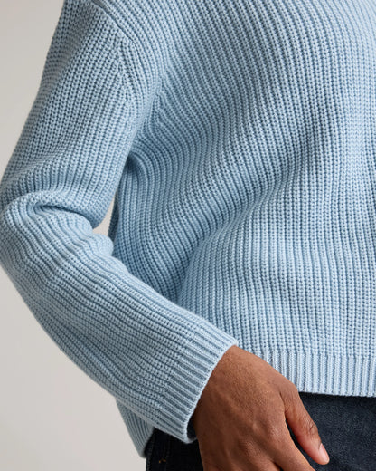 100% Organic Cotton Fisherman Boatneck Sweater - XS / Navy