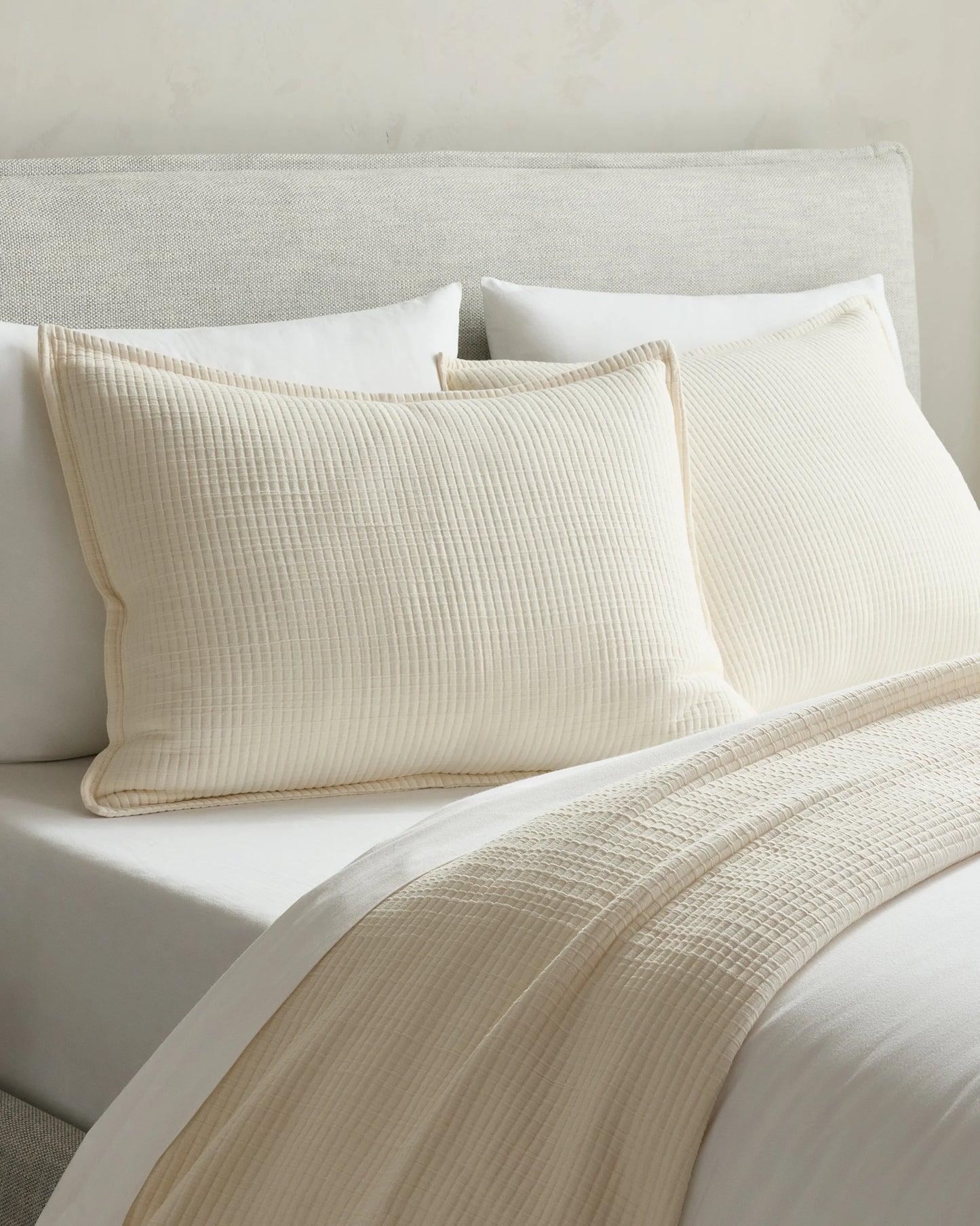 Organic Ribbed Cotton Shams - Standard / Toffee