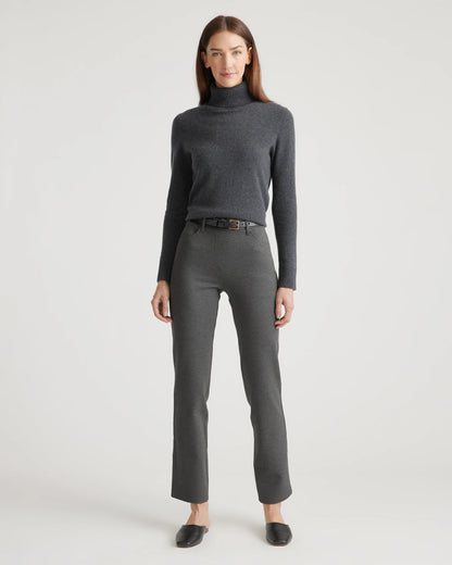 Ultra-Stretch Ponte Straight Leg 4-Pocket Pants - XS / Black