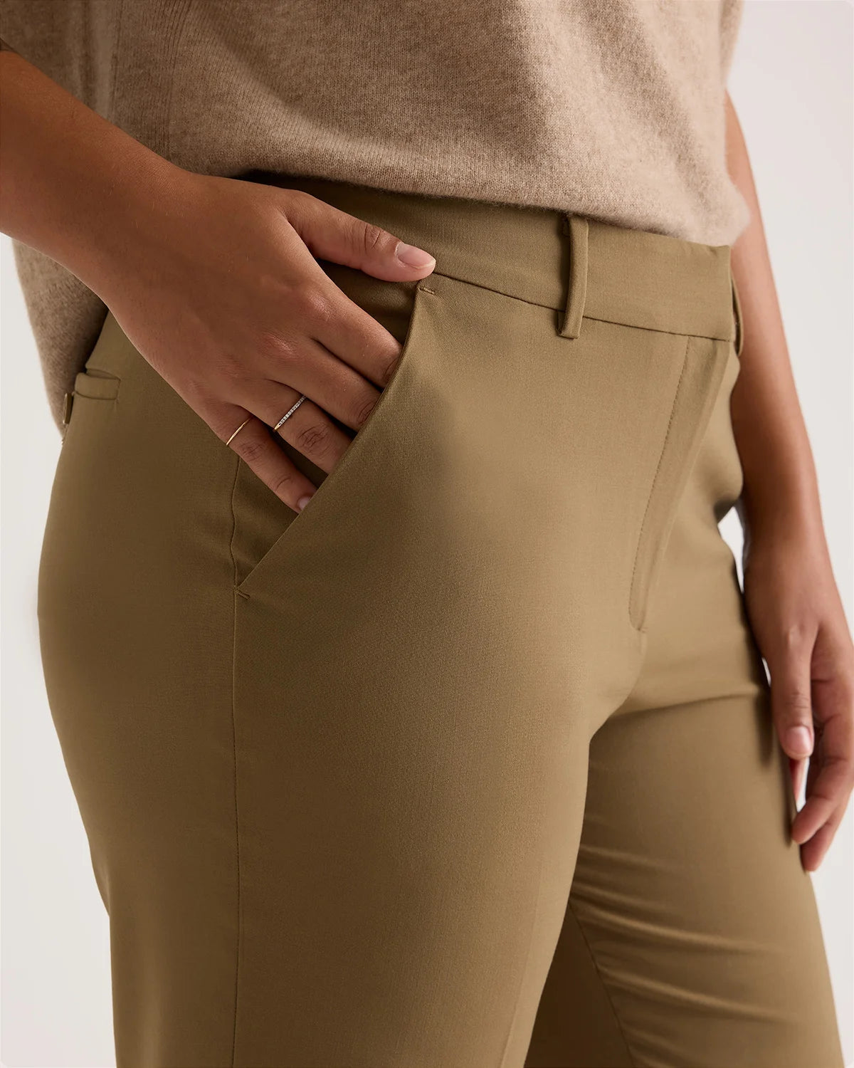 Italian Wool Slim Leg Ankle Pants - 0 / Grey Melange