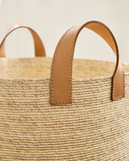 Handwoven Round Palm Baskets (Set of 3) - Set of 3 / Natural