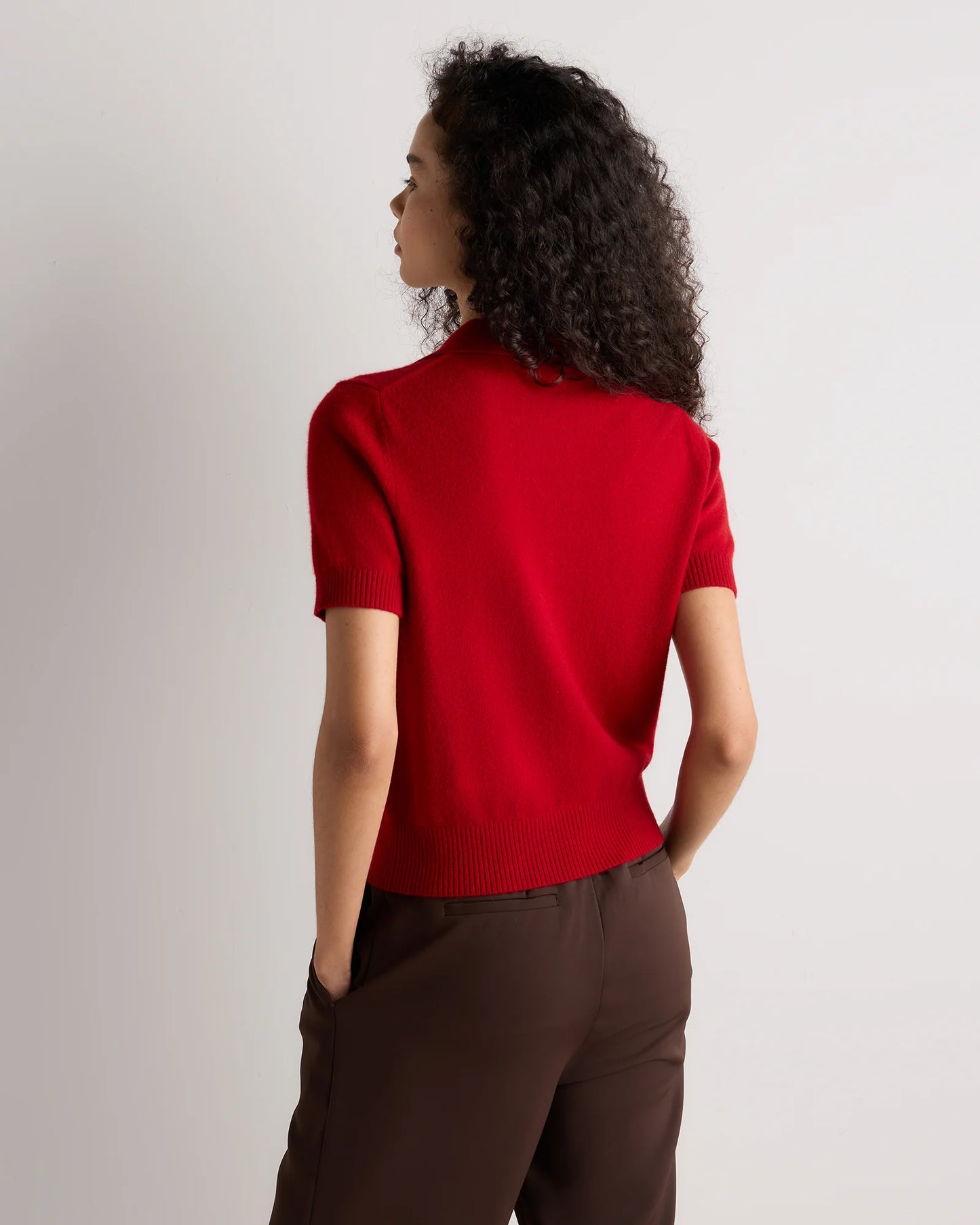 Mongolian Cashmere Short Sleeve Polo - XS / Oatmeal