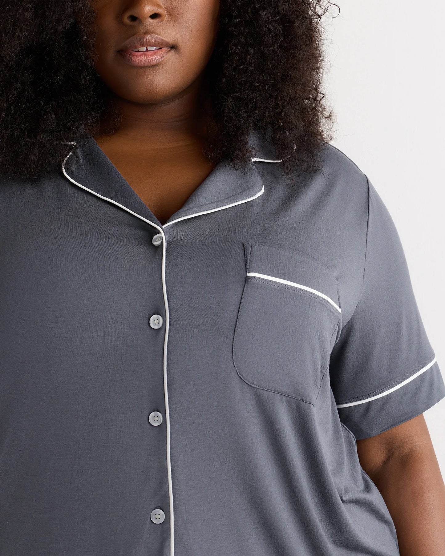 Bamboo Jersey Short Sleeve Pajama Set - 1X / Black
