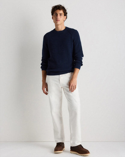100% Organic Cotton Ribbed Crewneck Sweater - XS / Bahia Blue