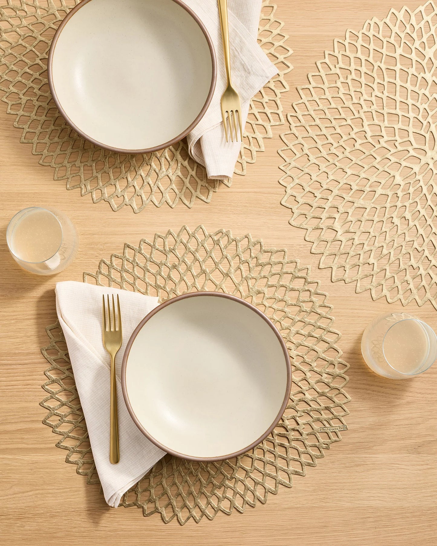 Pressed Dahlia Placemats, Set of 4 by Chilewich - One Size / Brass