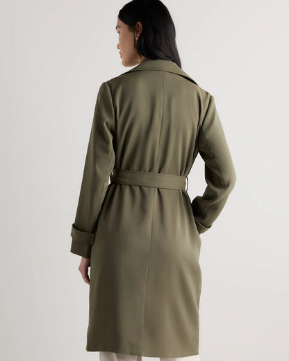 Stretch Crepe Trench Coat - XS / Olive