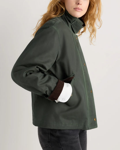 Organic Waxed Cotton Cropped Barn Jacket - XS / Vintage Black