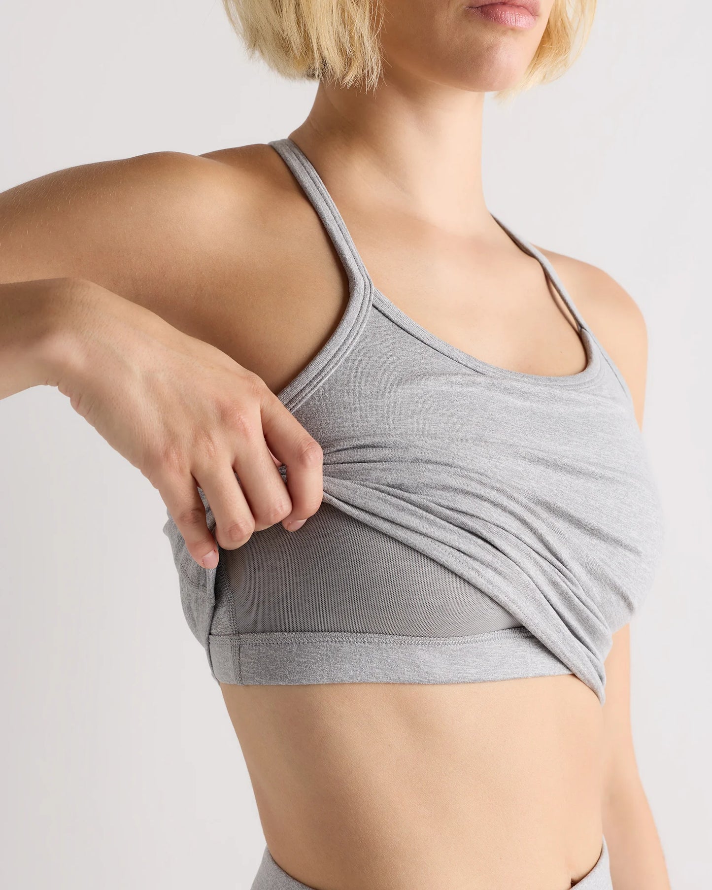 Ultra-Soft Y-Back Cropped Bra Tank - XS / Heather Black