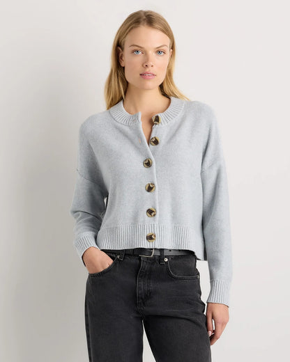100% Organic Cotton Cropped Cardigan - XS / Heather Brown