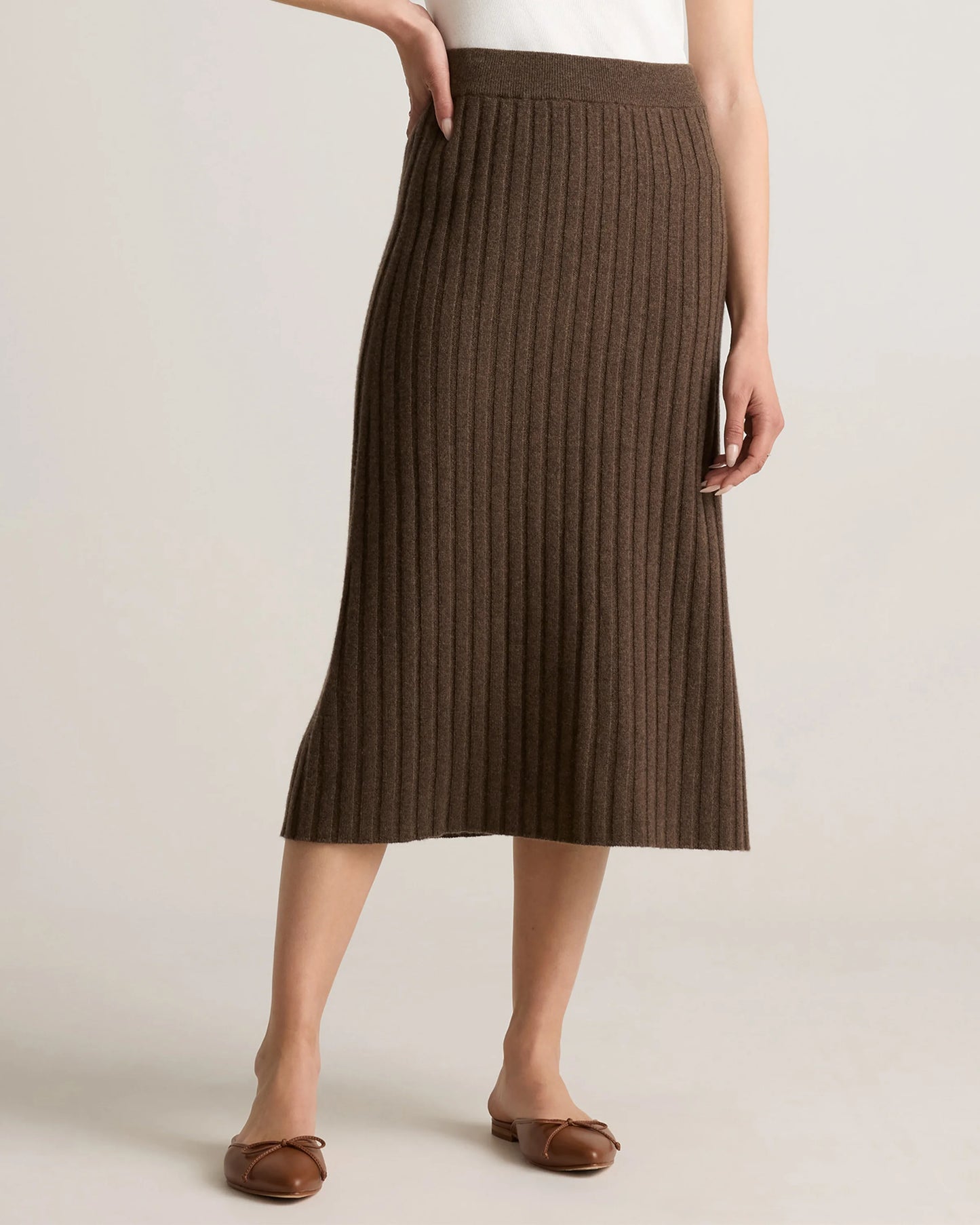 Mongolian Cashmere Midi Skirt - XS / Brown