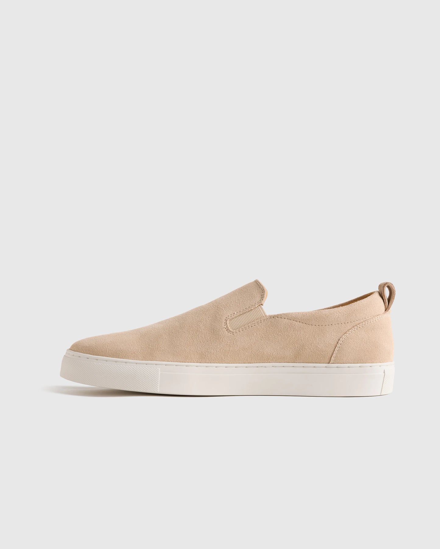 Italian Calfskin Suede Slip-On Sneaker - 7 / Bone