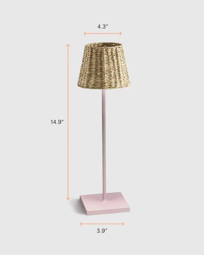 Poldina Pro Rechargeable Table Lamp with Seagrass Shade by Zafferano - Regular / White