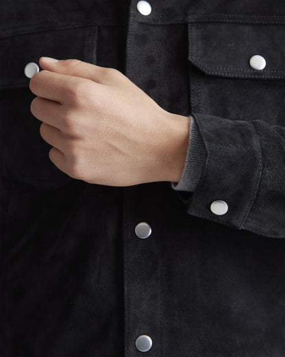 Italian Suede Trucker Jacket - S / Dark Chestnut