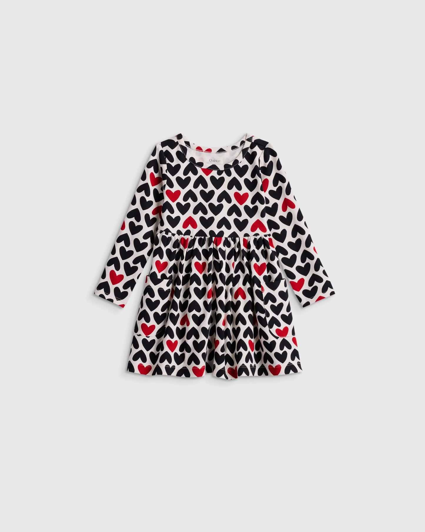 Organic Cotton Long Sleeve Fit and Flare Pocket Dress - 12-18M / Purple Poppy Garden