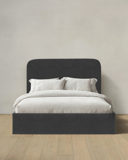 Curved Bed in Performance Velvet - Full / Walnut