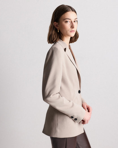 Stretch Crepe Cinched Waist Blazer - XS / Sand
