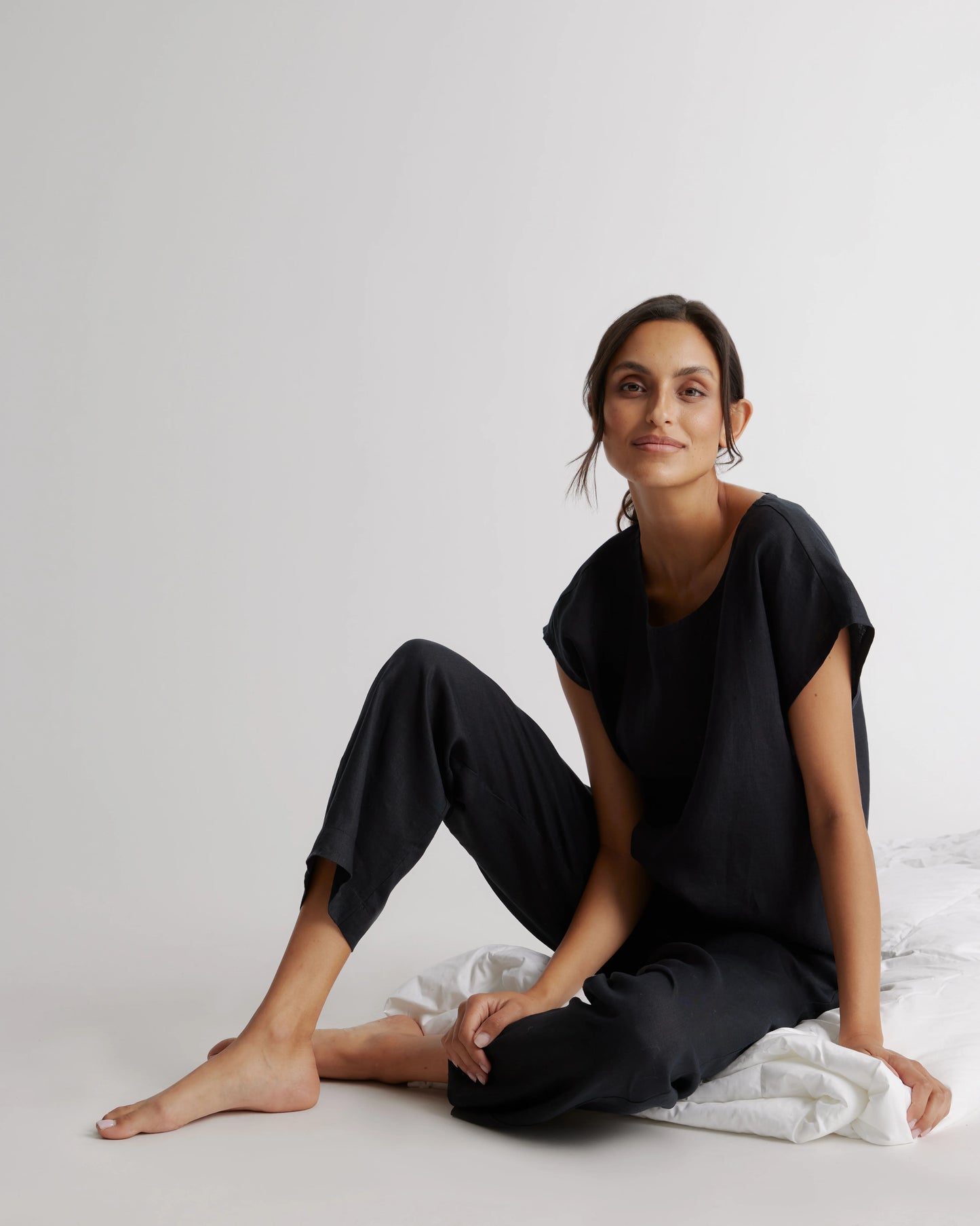 100% European Linen Pajama Set - XS / French Blue