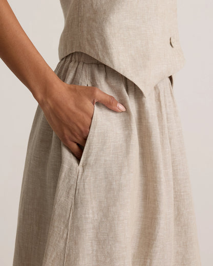 100% European Linen Maxi Skirt - XS / Classic Mini Gingham