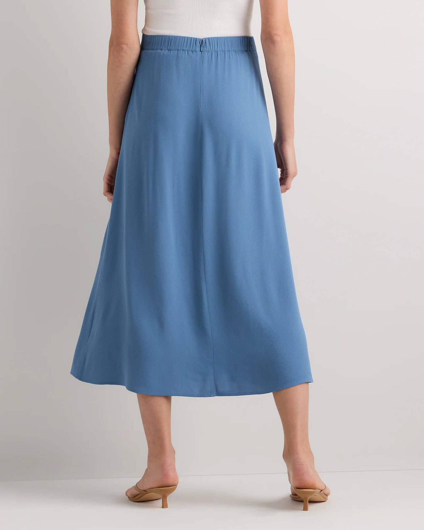 Lightweight Crepe Slip Skirt - XS / Moonstone Blue