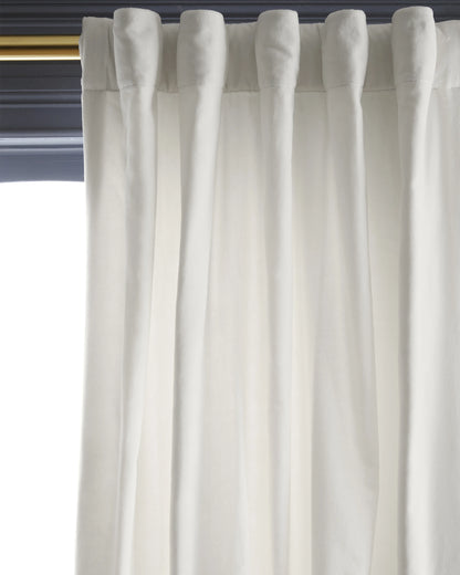 Cotton Velvet Curtain - Single Panel - 48x84 / Ivory