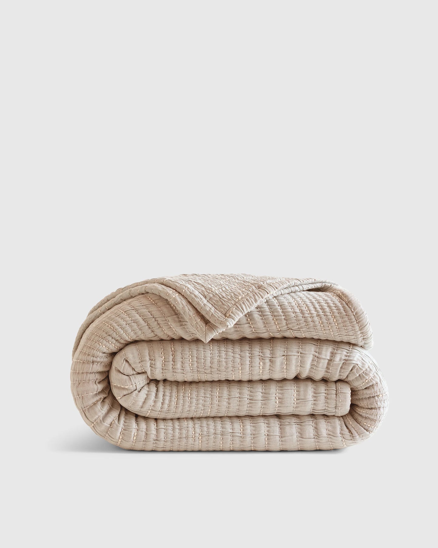 Organic Cotton Channel Stitch Coverlet - Twin / Coral Pink