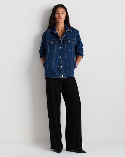 100% Organic Cotton Oversized Denim Jacket - XS / Washed Black
