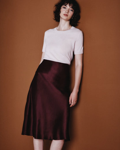 100% Washable Silk Skirt - XS / Champagne
