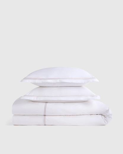 Organic Crisp Percale Duvet Cover Set - Twin / Espresso