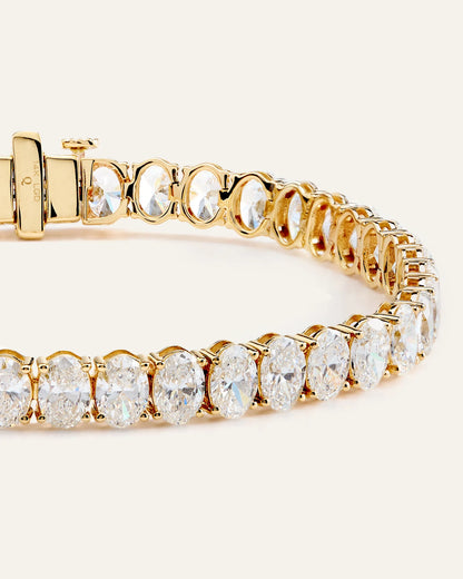14K Gold Lab Grown Diamond North-South Oval Tennis Bracelet - 15ctw - 6.5" / Yellow Gold