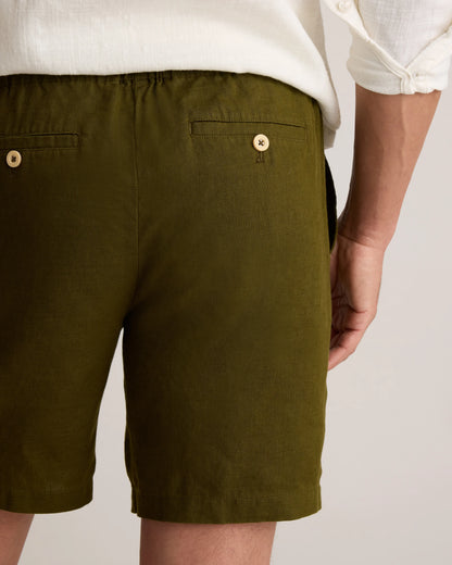100% European Linen Shorts - 8" - S / Martini Olive