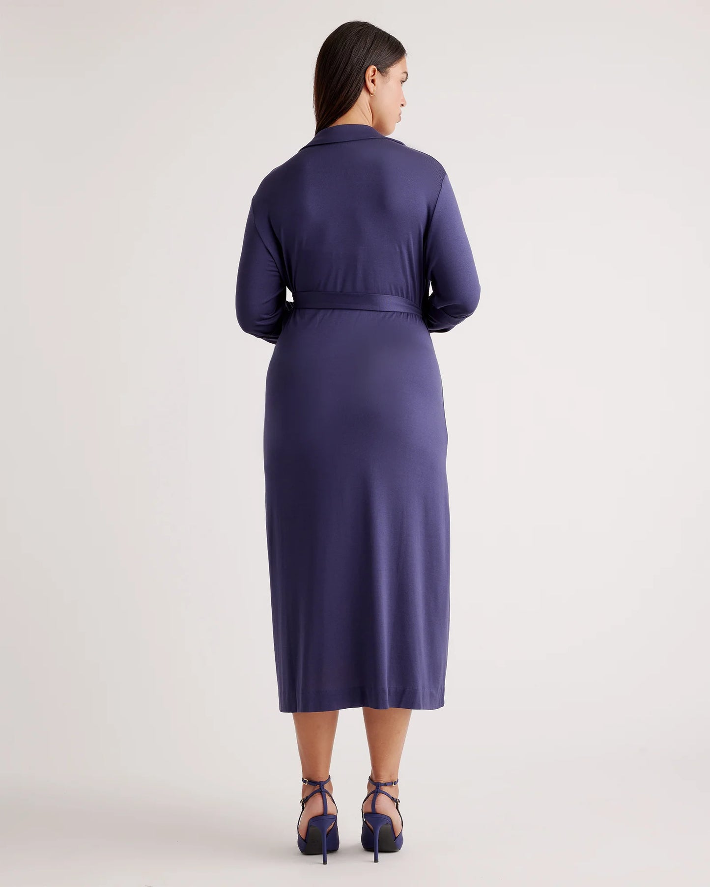 100% Silk Jersey Midi Wrap Dress - XS / Crimson Prism