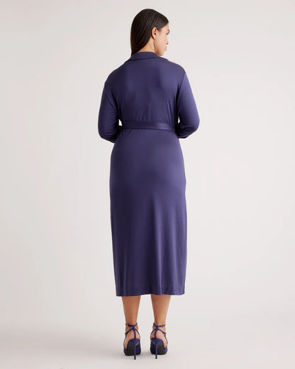 100% Silk Jersey Midi Wrap Dress - XS / Crimson Prism
