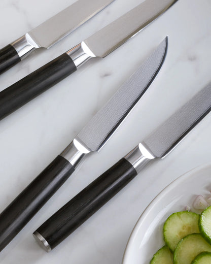 Essential Japanese Damascus Steel Steak Knife Set - One Size / No Color