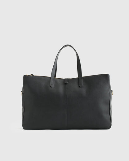 Italian Leather Triple Compartment Weekender - One Size / Black